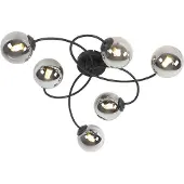 QAZQA Moderne plafondlamp zwart 6-lichts met smoke glas - Athens
