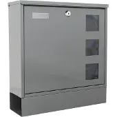 Rottner Postale brievenbus, wandgemonteerd, naamslot/postrol/zichtvenster, cilinderslot, 2 sleutels, plaatstaal, B 365 x D 120 x H 380 mm
