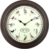 Esschert Design Klok Met Vogelgeluiden | Vivara | Cadeau voor vogelliefhebbers | Maakt 12 verschillende vogelgeluiden | Wandklok | Leer vogelgeluiden herkennen
