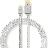 Nedis USB 2.0-Kabel voor Synchroniseren en Opladen | Verguld 1,0 m | USB A Male naar Micro-USB B Male | Vo