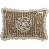 J-Line Kussen rechthoekig patroon met muntjes jute naturel-beige