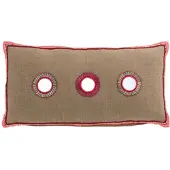 J-Line kussen rechthoekig 3 spiegelzonnen jute /roze 64x34x5cm