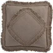 J-Line Kussen Franjevierkant Katoen Taupe