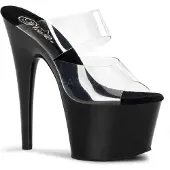 Pleaser EU 42,5 = US 12 | ADORE-702 | 7 Heel, 2 3/4 PF Slide, Two-Band Clear Straps