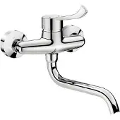Delabie Grootkeukenmengkraan 1/2 inch 2 kraangaten temperatuurbegrenzing Chroom