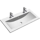 Sanicare Q4 mineraalmarmeren wastafel 99.2x45cm met 2 kraangaten wit