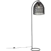 QAZQA Landelijke vloerlamp zwart met rotan - Sam