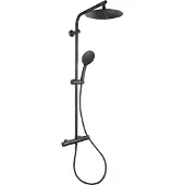 Differnz Regendouche Thermoline - 25cm Stortdouche met handdouche - Opbouw - Mat Zwart