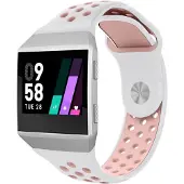 Shop4 - Fitbit Ionic Bandje - Siliconen Roze Wit