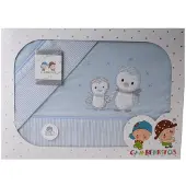 Gamberritos laken set pingu?n katoen klein blauw 3 delig