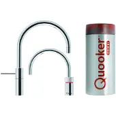 Quooker nordic round twintaps met combi + boiler chroom