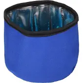 Flamingo Voerbak hond - drinkbak hond - Fresk Rond Blauw - verkoelende reis drinkpot met gelvulling - 16 cm