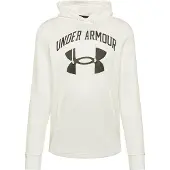 Under Armour Rival Terry Groot Logo Heren Witte Hoodie