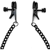 Rimba Bondage Play - Kleine Tepelklemmen Met Aandraaischroef En Ketting - Zwart