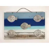 Cottoncounts 3D bord met 5 vissen 40x60 cm handgemaakt van hout