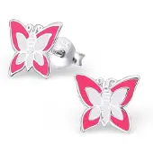 Montebello Princess Oorbellen Ara O - Meisjes - 925 Zilver - Epoxy - Vlinder - 8 x 9 mm
