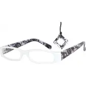 Hip Leesbril m/hanger wit/zwart gem + 1.0