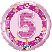 Qualatex folieballon - cijfer 5 roze - 46 cm , leeg