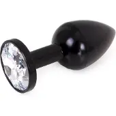 Kiotos - Zwarte Aluminium Buttplug - Wit Sierkristal