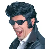 Widmann Zwarte Elvis pruik met bakkenbaarden