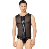 Softline Netstof heren shirt en string met wetlook details zwart XL