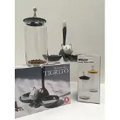 Alessi Tigrito Voer-en Drinkbak Grijs Set met MiòJar Brokkenpot.