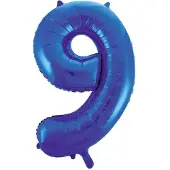 We Fiesta Blauwe folie ballon cijfer 9.