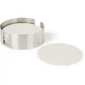 Blomus 6-delige Coaster Set met RVS Houder - Moonbeam (Crème) Coasters