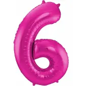 Folat Verjaardag Leeftijd folieballon - 6 jaar - roze - 86 cm - cijferballon groot