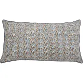 Nordal COSMO kussenhoes blauwe bloemen en oranje / bruine achterkant | 50 x 80 cm