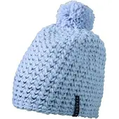 Myrtle beach - Unisex Eenkleurige Gehaakte Muts met Pompom (Zilver)