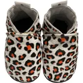 Babysteps leren babyslofjes met panterprint Wit Jongens/Meisjes Leer Panterprint - maat 22/23