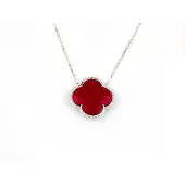 Sophie model Fiori klein ketting in zilver rode klaver