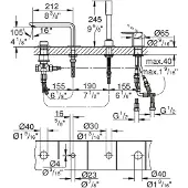 GROHE Lineare New 4-gats Badrandcombinatie Chroom