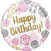 Amscan Folieballon Happy Birthday 43 Cm Wit/goud