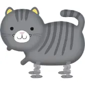 Muovijalelu Walking ballon kat | 52x75cm (wit, zwart en grijs)