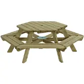 Talen Buitenmeubelen Picknicktafel zeshoek