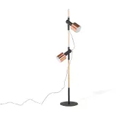 Beliani OWENS - Staande lamp - Zwart - Eikenhout