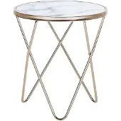 Beliani MERIDIAN - Bijzettafel - Wit - Veiligheidsglas