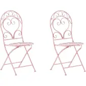 Beliani ALBINIA - Tuinstoel set van 2 - Roze - Metaal