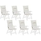 Beliani TOSCANA - Tuinkussen set van 6 - Wit - 50 x 70 cm - Polyester