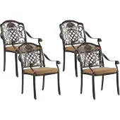 Beliani Tuinstoel donkerbruin/beige aluminium set van 4 retro