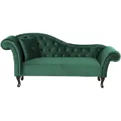 Beliani LATTES - Chaise longue - Groen - Linkerzijde - Fluweel