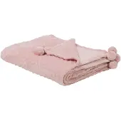 Beliani Plafond, Deken roze met pompons 150 x 200 cm SAMUR (150 x 200 cm)