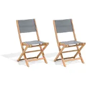 Beliani CESANA - Tuinstoel set van 2 - Grijs - Acaciahout