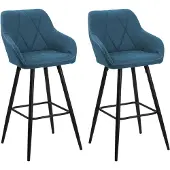 Beliani DARIEN - Barkruk - Blauw - Polyester