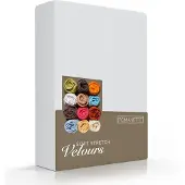 Romanette Hoeslaken Lichtgrijs (Velours)-Lits-Jumeaux (160/180 x 200/210/220 cm)