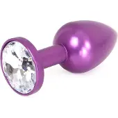 Kiotos - Paarse Aluminium Buttplug met Wit Sierkristal