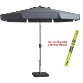 Madison Parasol Rond Flores Grijs Inclusief Beschermhoes