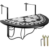 TecTake - Balkontafel hangtafel moza\u00efek - klapbaar - zwart / wit - 402767